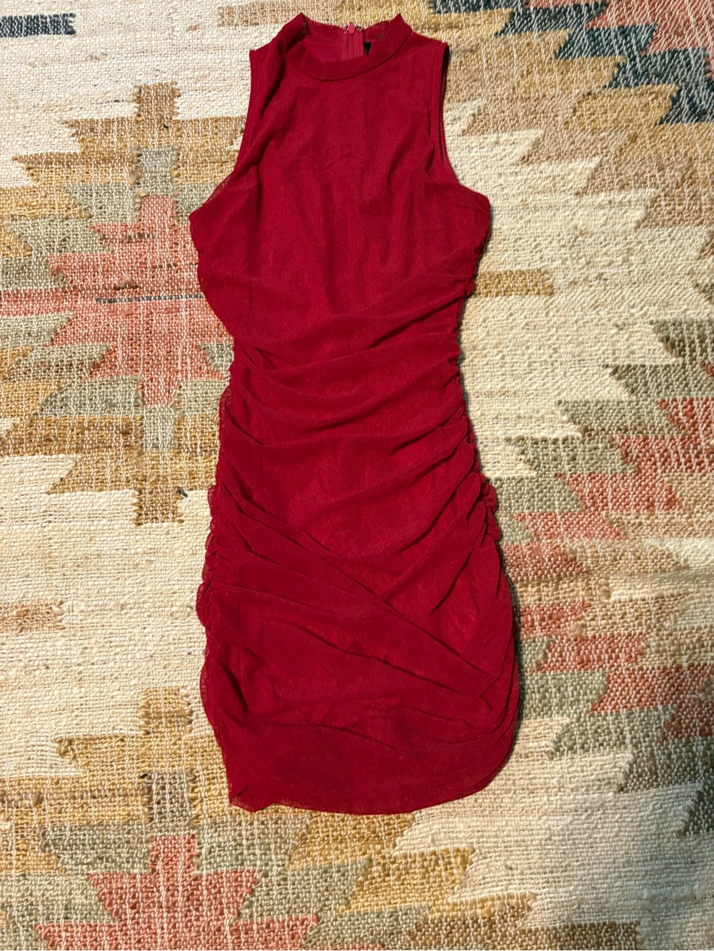 Lulu's Red Sleeveless Ruched Bodycon Mini Dress